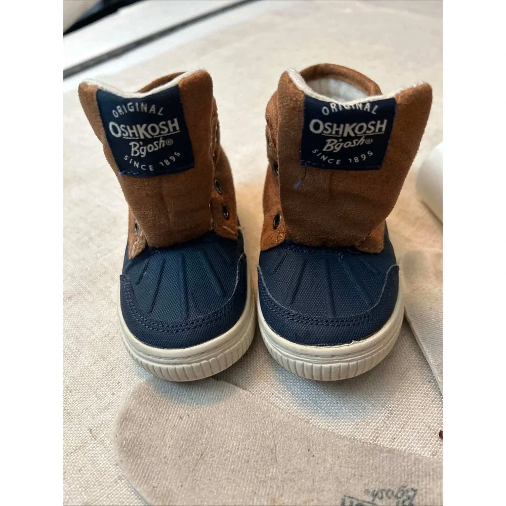 OshKosh Bgosh Raffert-01 Toddler Boys Duck Boots Navy Brown High Top Shoes Sz  7